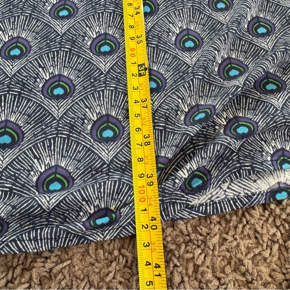Tory Burch 100% Silk Wrap Dress Peacock Feather Print Sleeveless Purple Blue S - Picture 9 of 13
